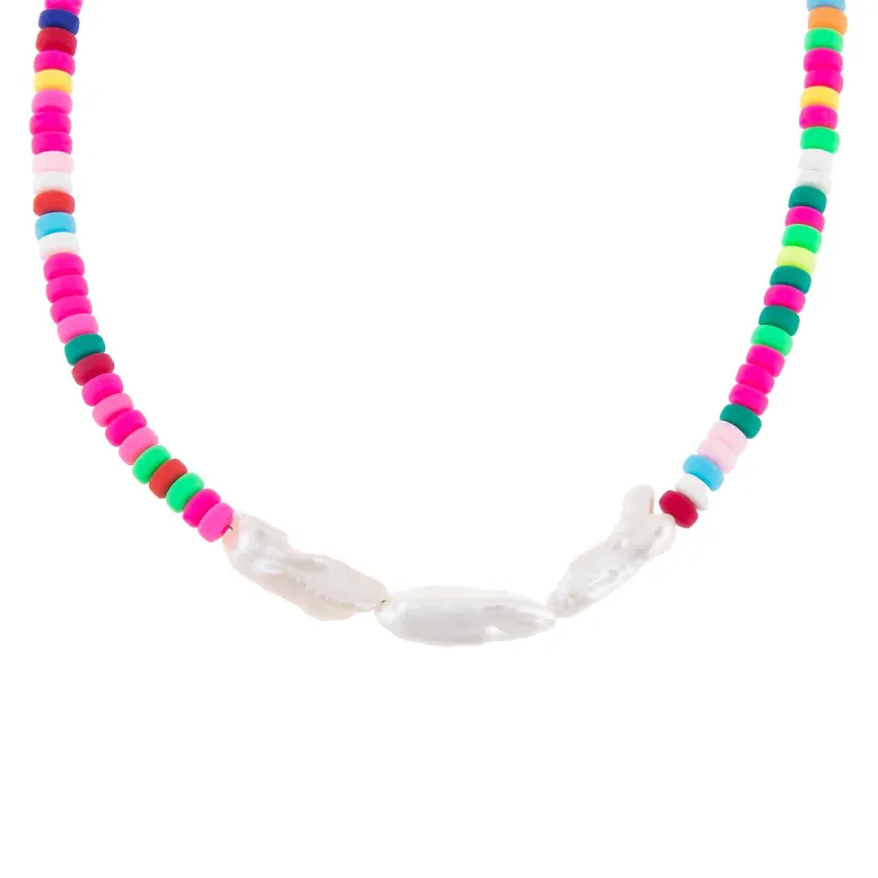 Baroque Pearl Rainbow Necklace sold by Adina Eden's
