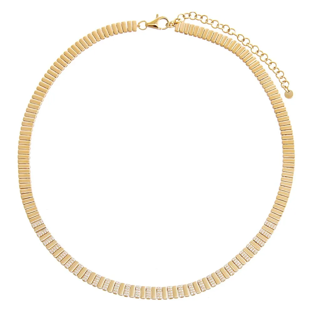 Diamond Pave Fluted Pattern Tennis Necklace 14K sold by Adina Eden's product image thumbnail 3