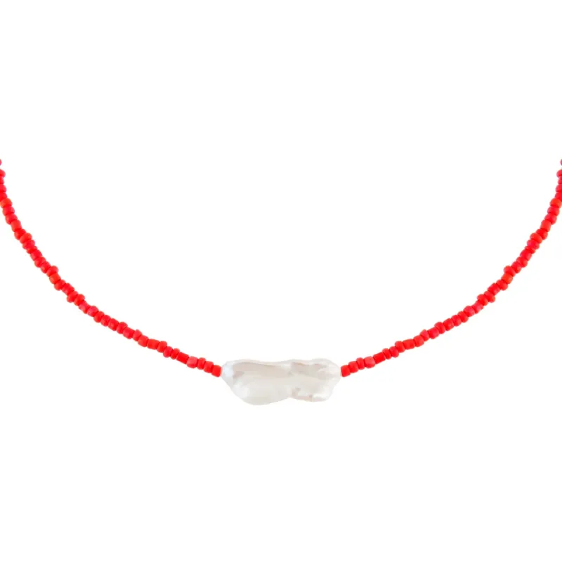 Baroque Pearl Color Beaded Choker sold by Adina Eden's
