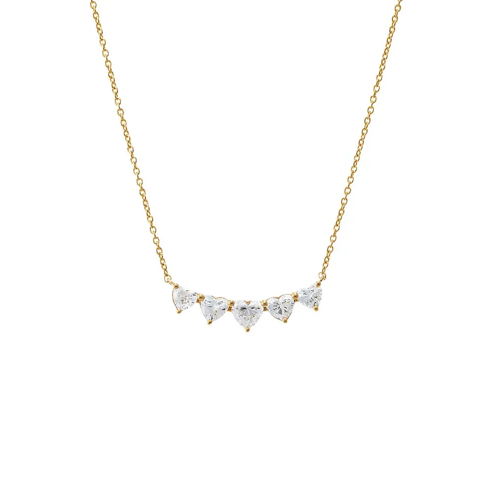 Lab Grown Diamond Heart Cut Curved Bar Necklace 14K sold by Adina Eden's product image thumbnail 2
