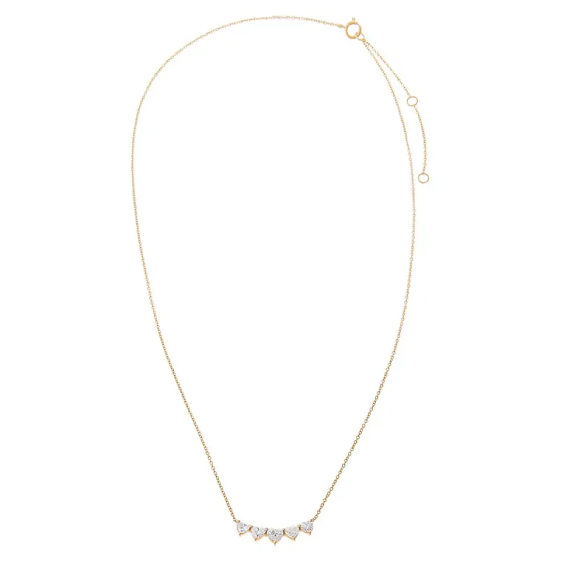 Lab Grown Diamond Heart Cut Curved Bar Necklace 14K sold by Adina Eden's