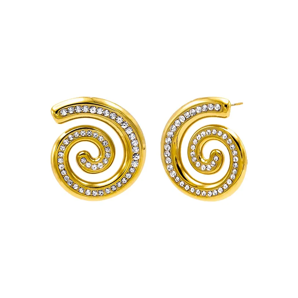 Pave Swirled Stud Earring sold by Adina Eden's