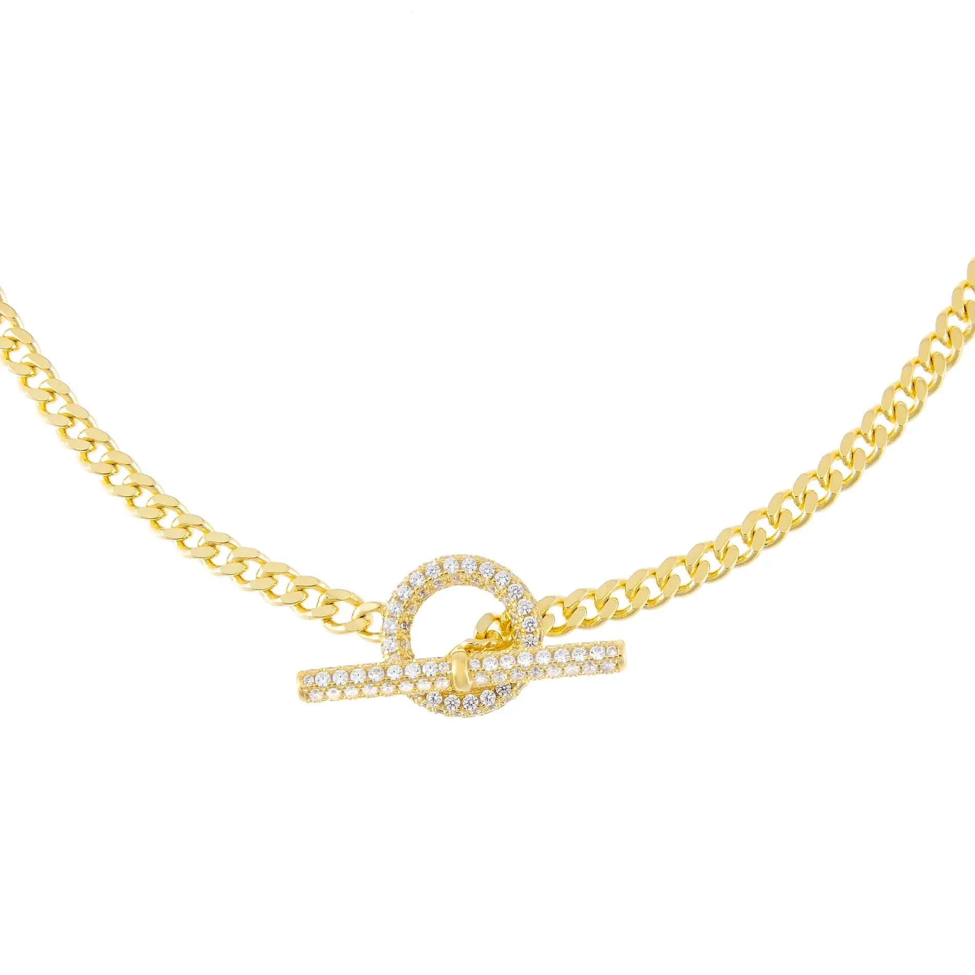 Pavé Cuban Toggle Necklace sold by Adina Eden's