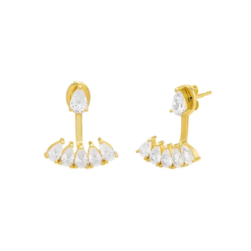Colored Teardrop Ear Jacket Stud Earring sold by Adina Eden's