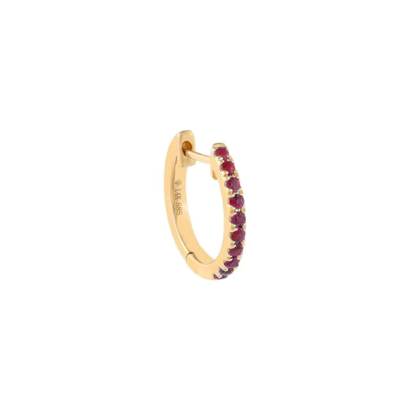 Pavé Colored Gemstone Huggie Earring 14K sold by Adina Eden's