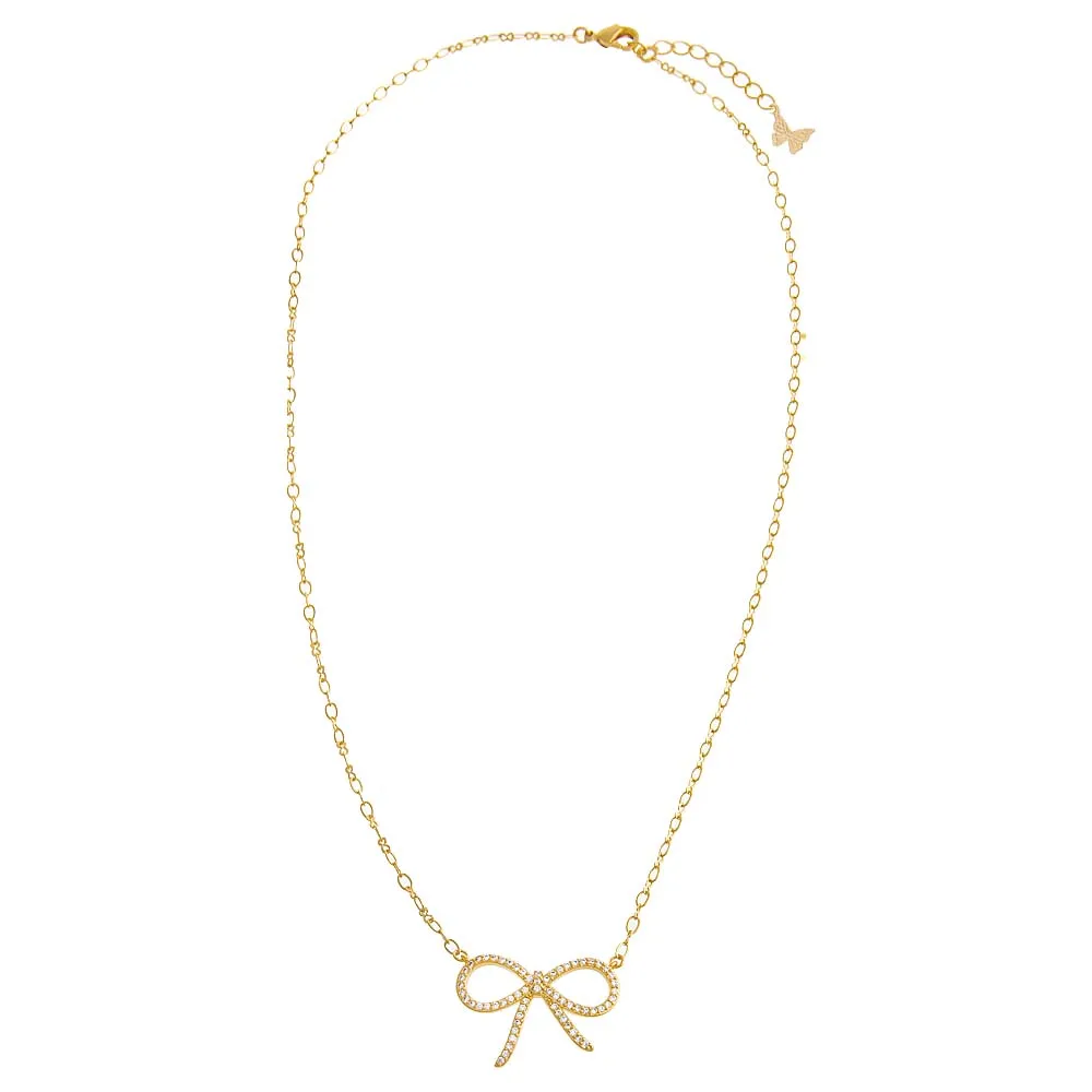 Thin Pave Bow Necklace sold by Adina Eden's product image thumbnail 3