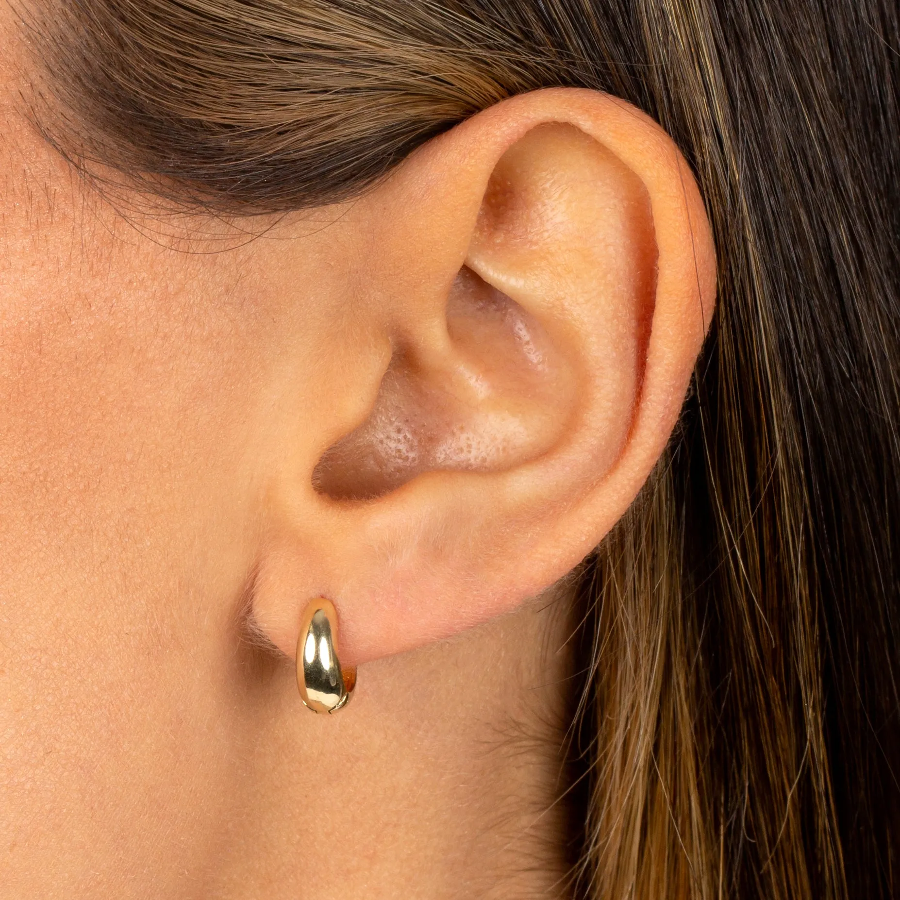 Solid Mini Bubble Huggie Earring 14K sold by Adina Eden's product image thumbnail 3
