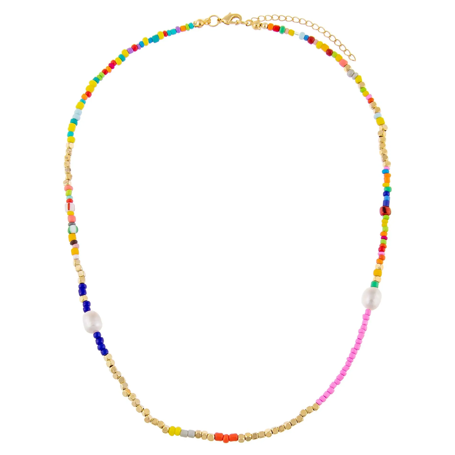 Multi Color Beaded X Pearl Necklace sold by Adina Eden's product image thumbnail 3