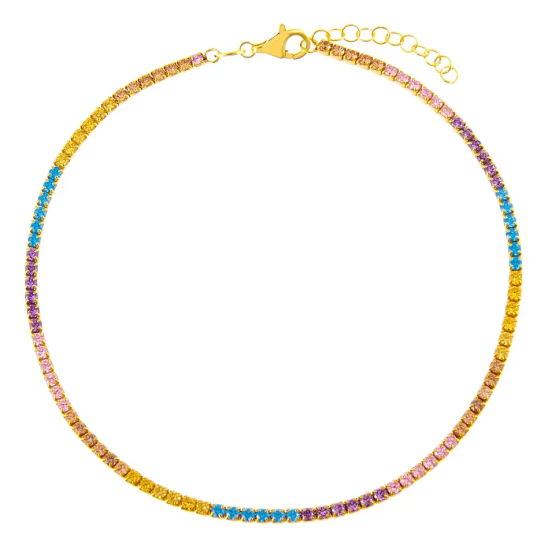 Pastel Multi Color Tennis Anklet sold by Adina Eden's