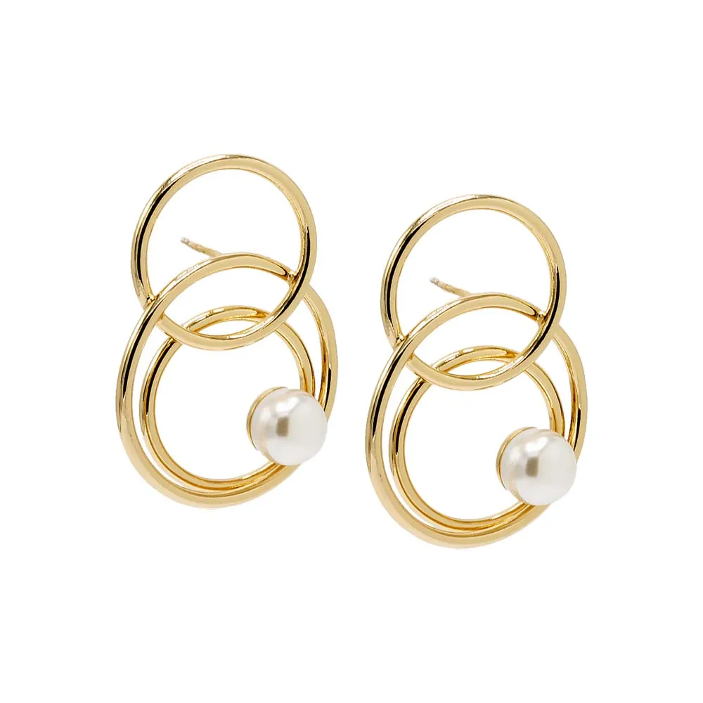 Solid Multi Loop Pearl Drop Stud Earring sold by Adina Eden's