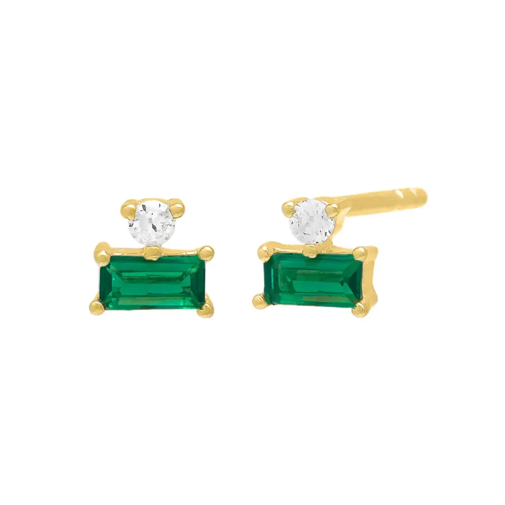 Solitaire x Baguette CZ Stud Earring sold by Adina Eden's product image thumbnail 5