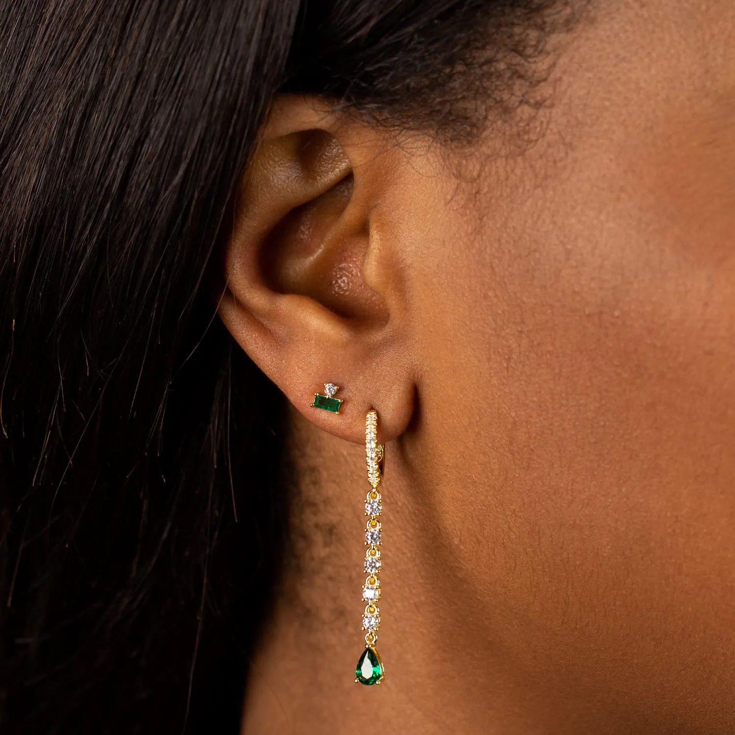 Solitaire x Baguette CZ Stud Earring sold by Adina Eden's product image thumbnail 3