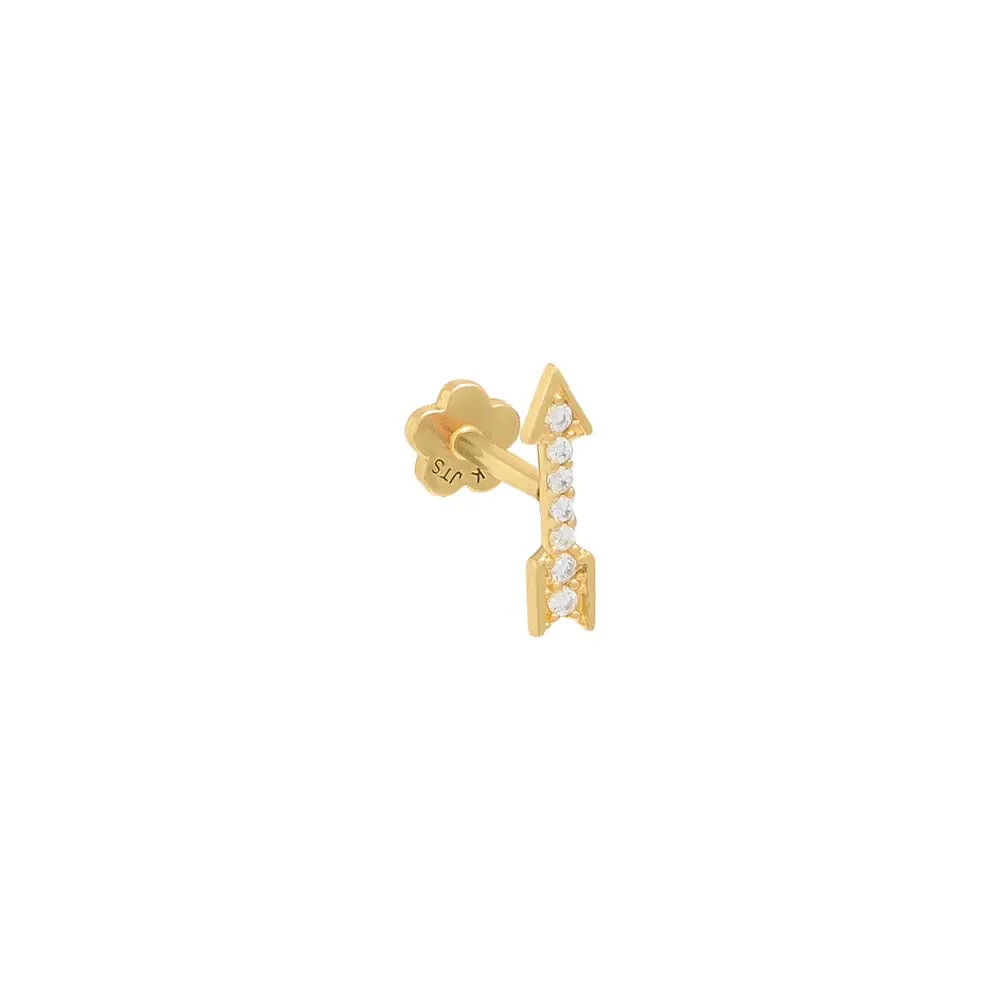 Pavé Arrow Threaded Stud Earring 14K sold by Adina Eden's