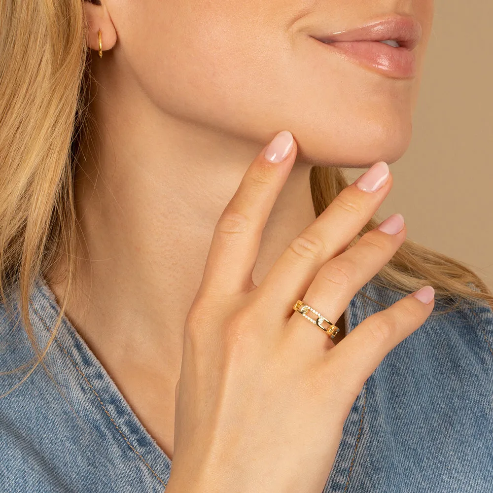 Pavé Wide Link Ring sold by Adina Eden's product image thumbnail 3