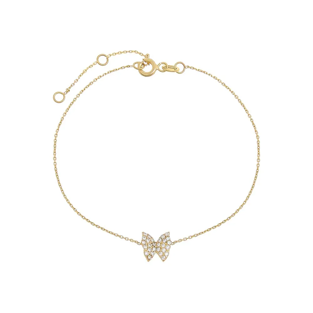 CZ Pavé Butterfly Bracelet 14K sold by Adina Eden's
