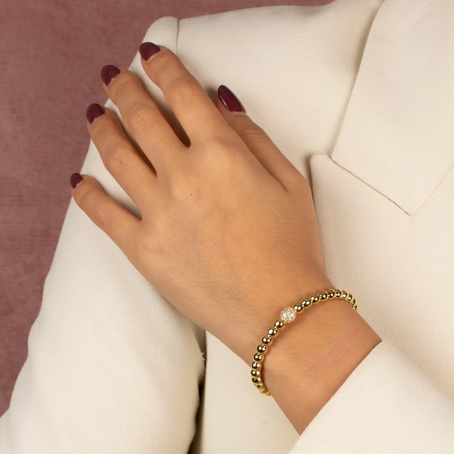 Pave Accented Beaded Ball Bracelet sold by Adina Eden's product image thumbnail 2