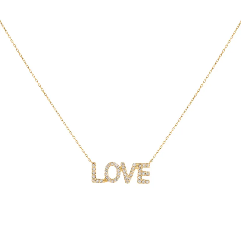 Diamond Love Nameplate Necklace 14K sold by Adina Eden's