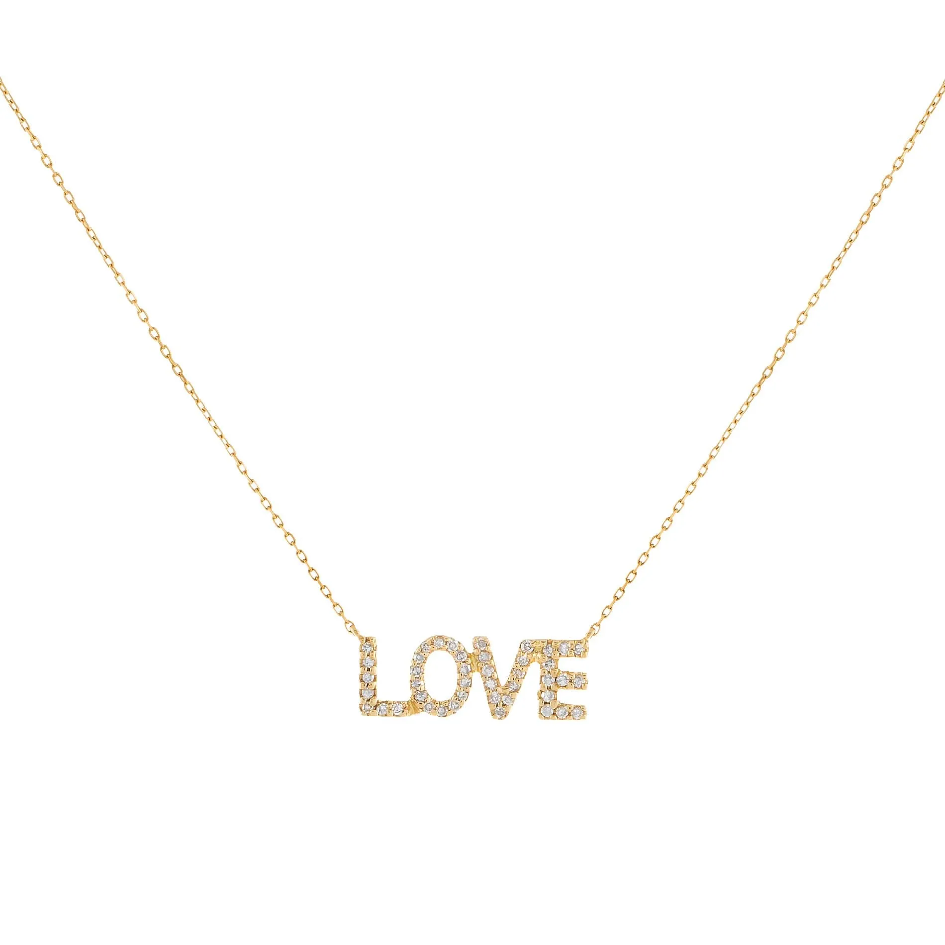 Diamond Love Nameplate Necklace 14K sold by Adina Eden's