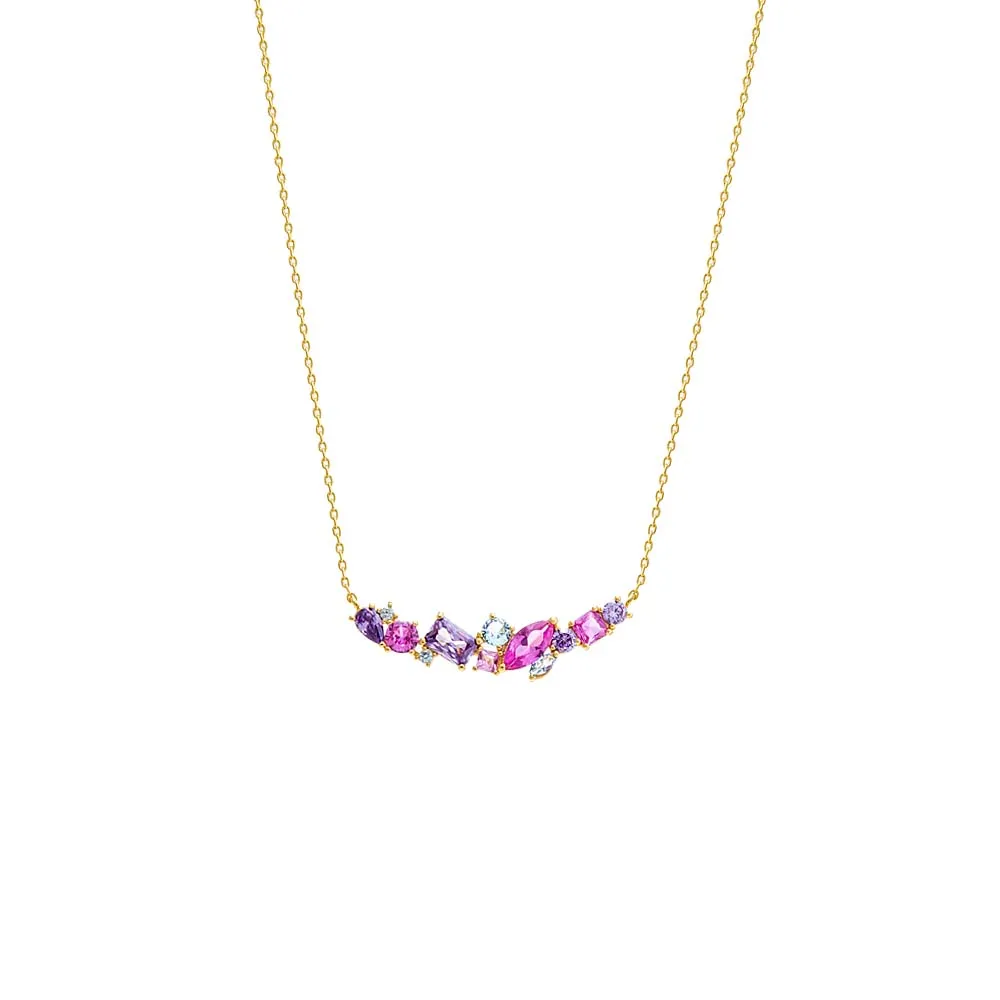 Colored Multi Shape Curved Bar Necklace sold by Adina Eden's