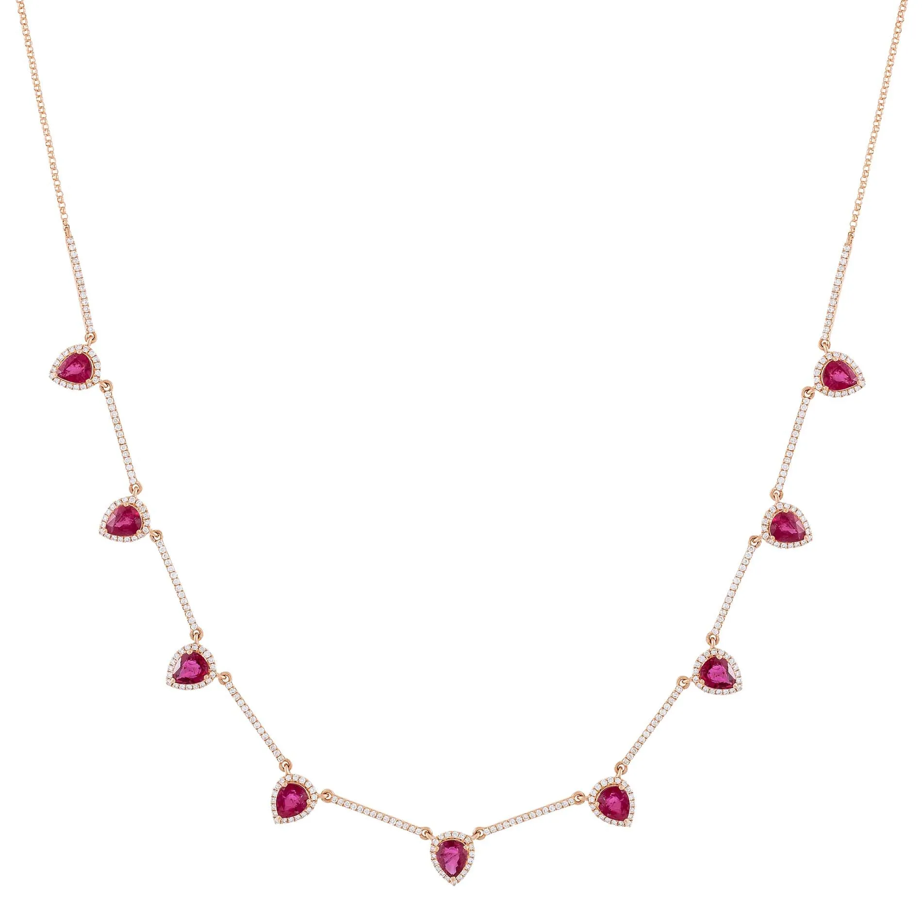 Diamond Magenta Teardrop Necklace 14K sold by Adina Eden's
