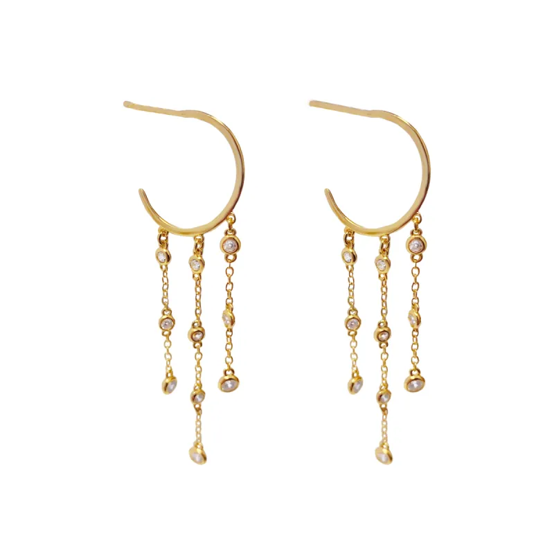 Bezel Drop Hoop Earring sold by Adina Eden's