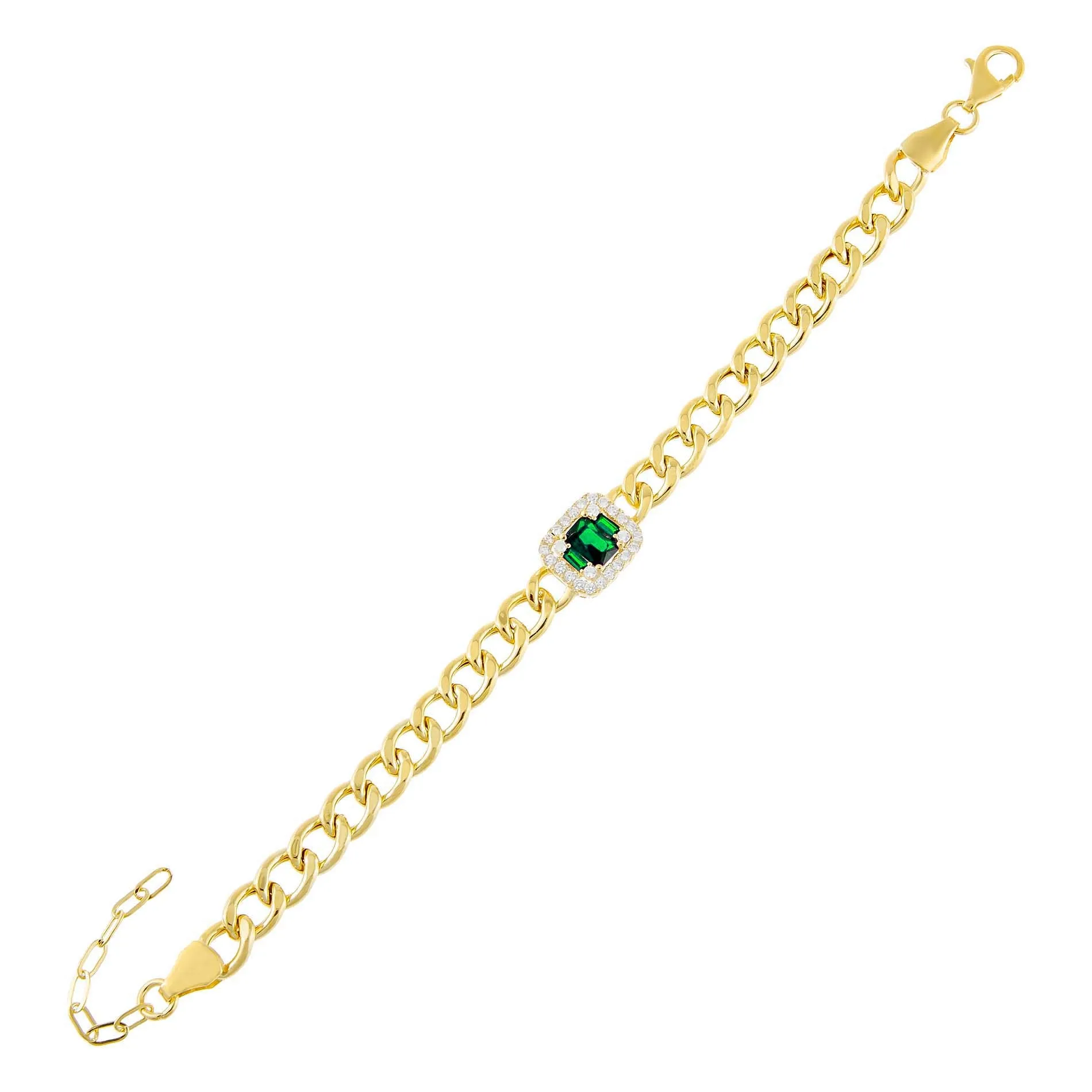 CZ Emerald Colored Cuban Link Bracelet sold by Adina Eden's product image thumbnail 3