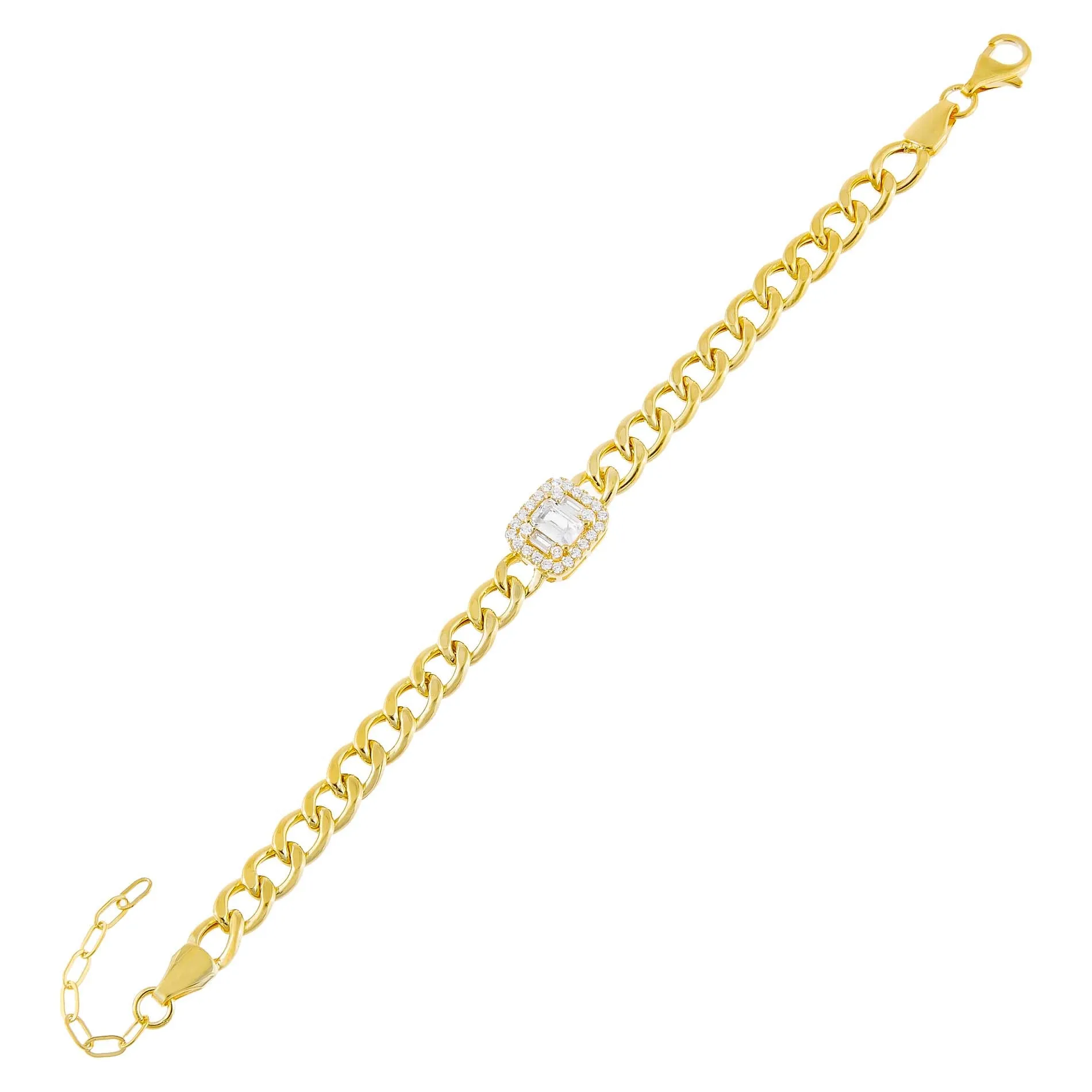 CZ Emerald Colored Cuban Link Bracelet sold by Adina Eden's