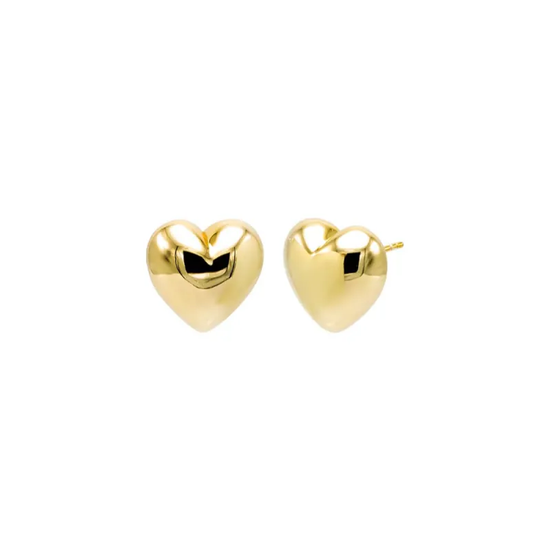 Solid Puffy Heart Stud Earring sold by Adina Eden's