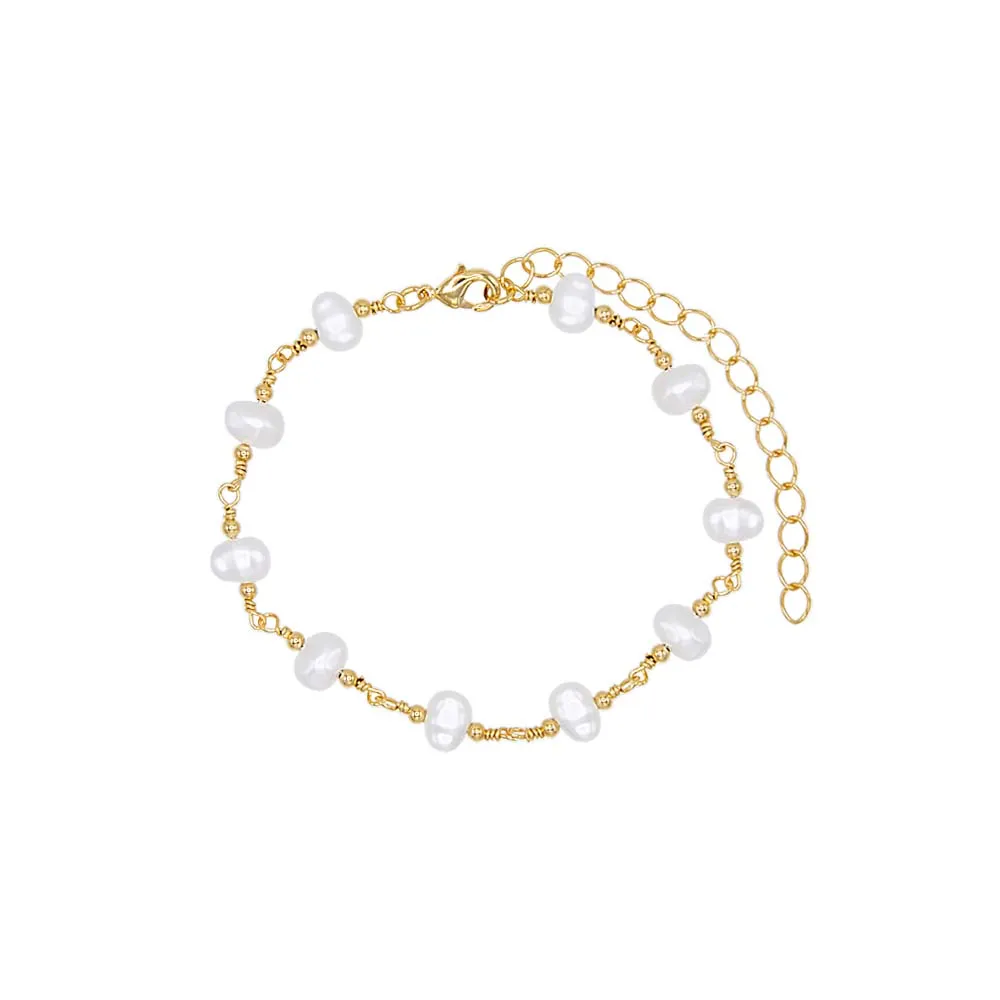 Multi Pearl Beaded Chain Bracelet sold by Adina Eden's