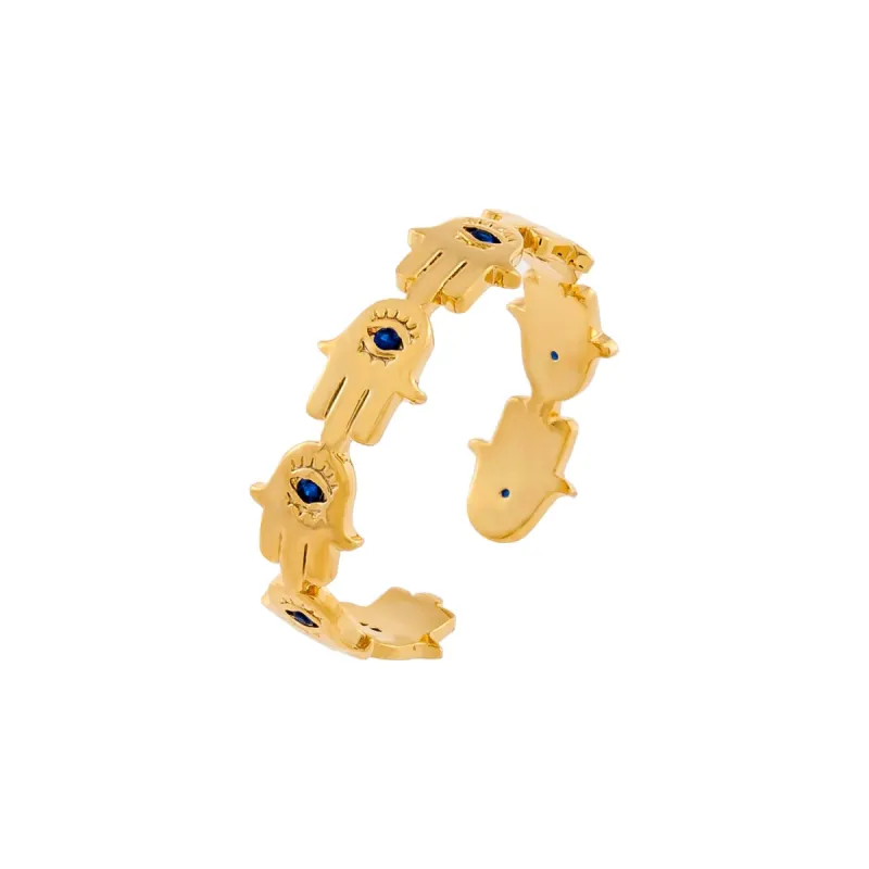 CZ Hamsa Adjustable Ring sold by Adina Eden's