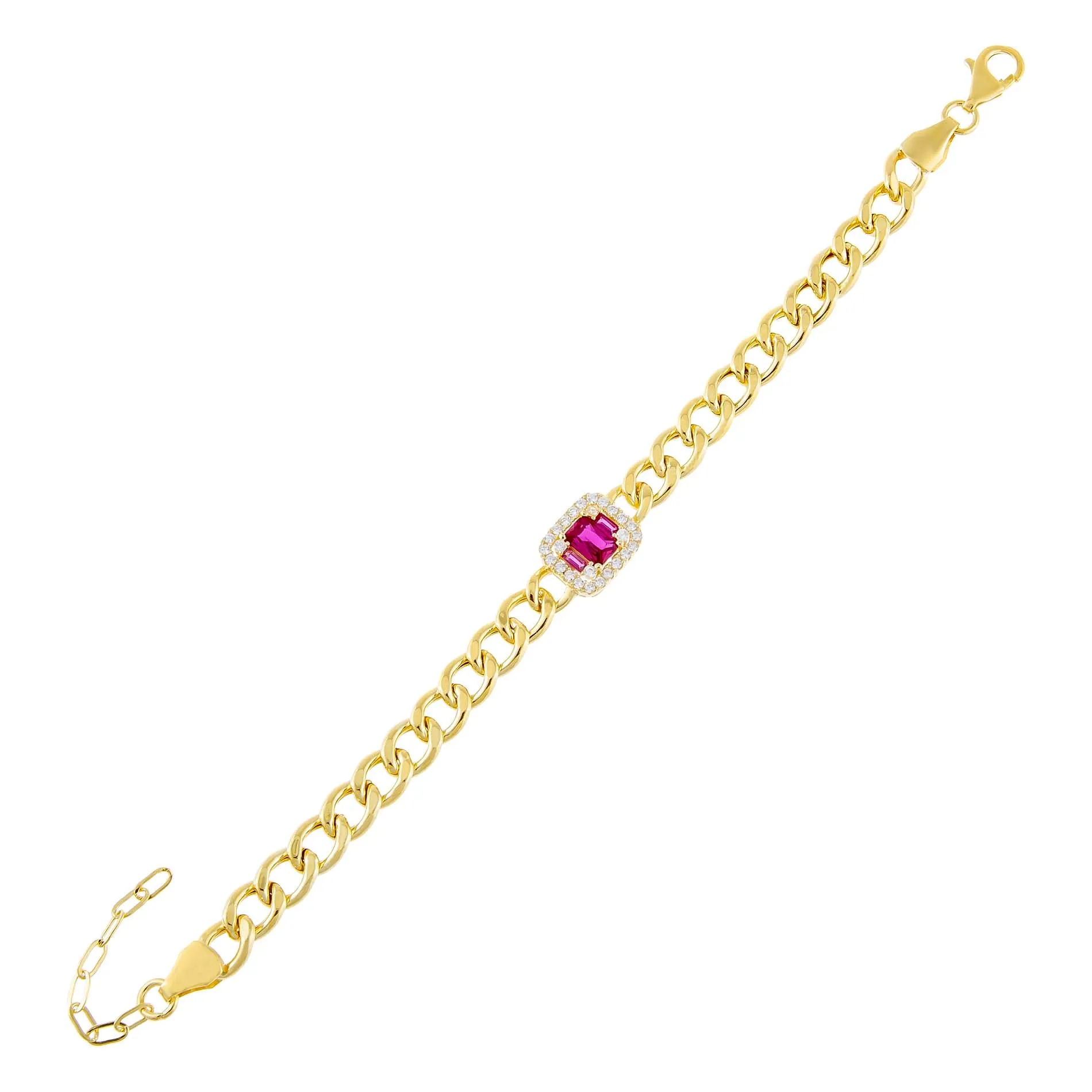 CZ Emerald Colored Cuban Link Bracelet sold by Adina Eden's product image thumbnail 5