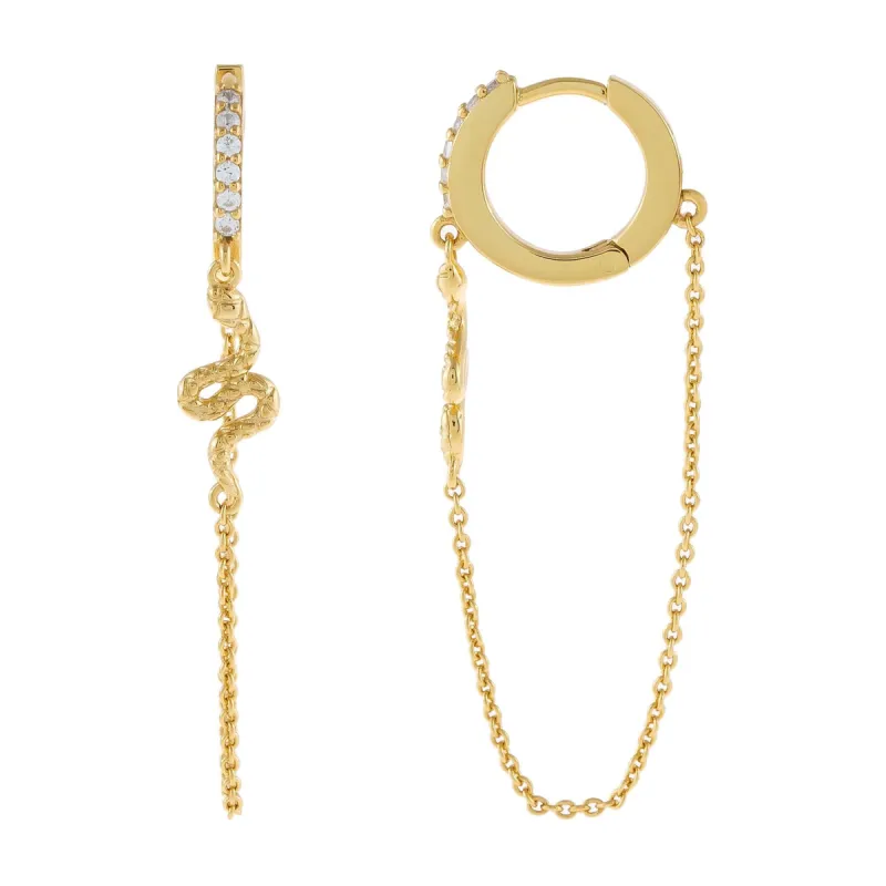 CZ Snake Chain Huggie Earring sold by Adina Eden's