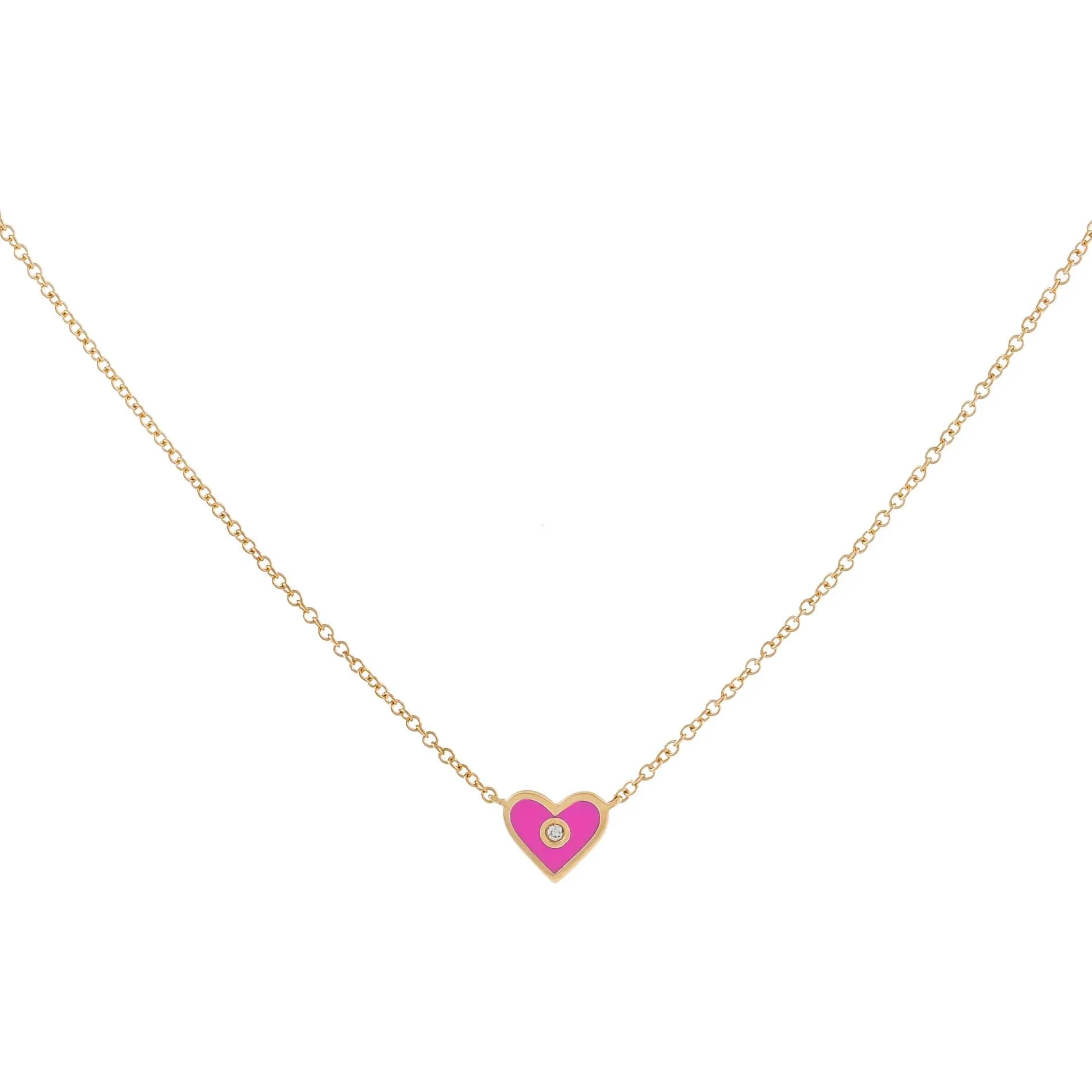 Diamond Mini Enamel Heart Necklace 14K sold by Adina Eden's product image thumbnail 4