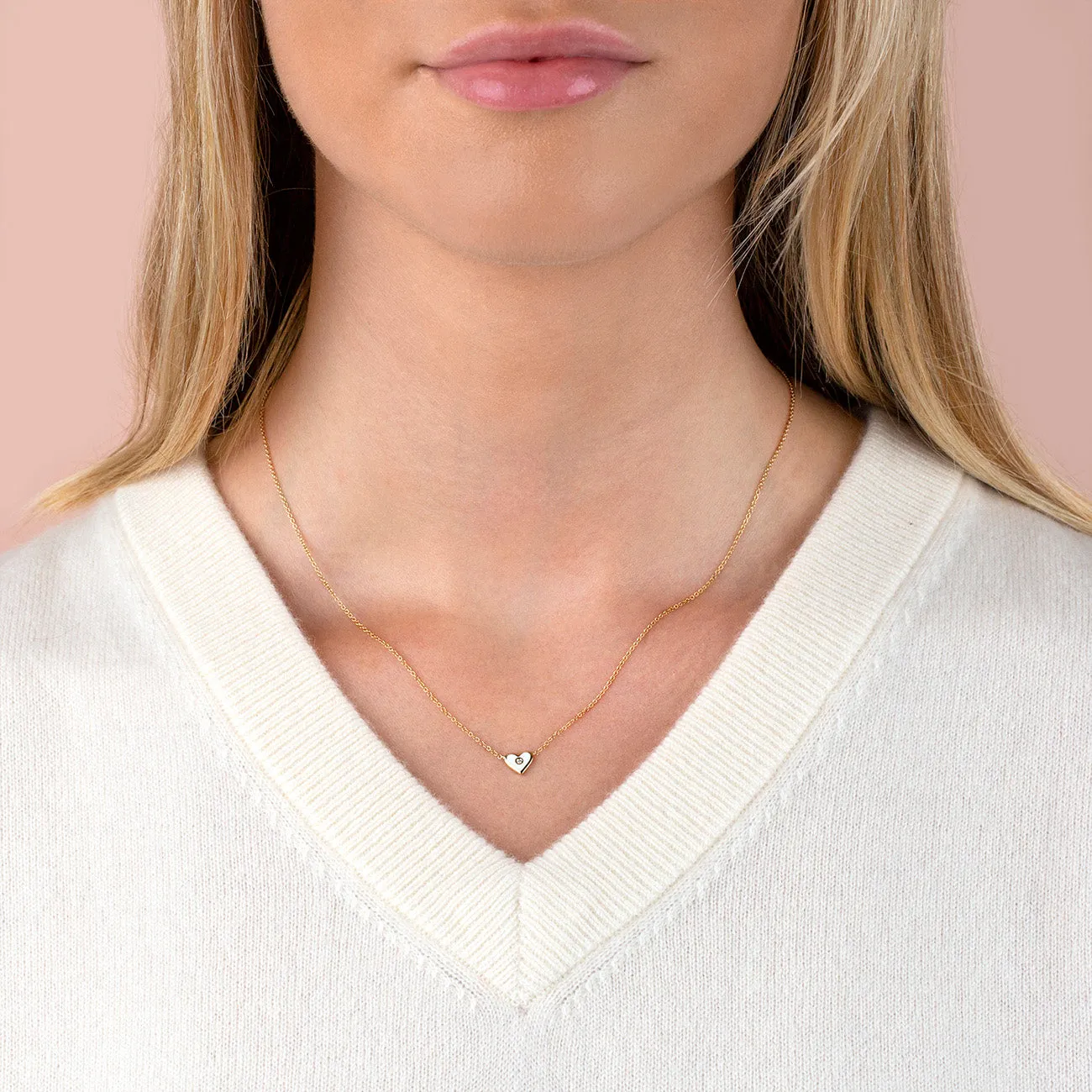 Diamond Mini Enamel Heart Necklace 14K sold by Adina Eden's product image thumbnail 3