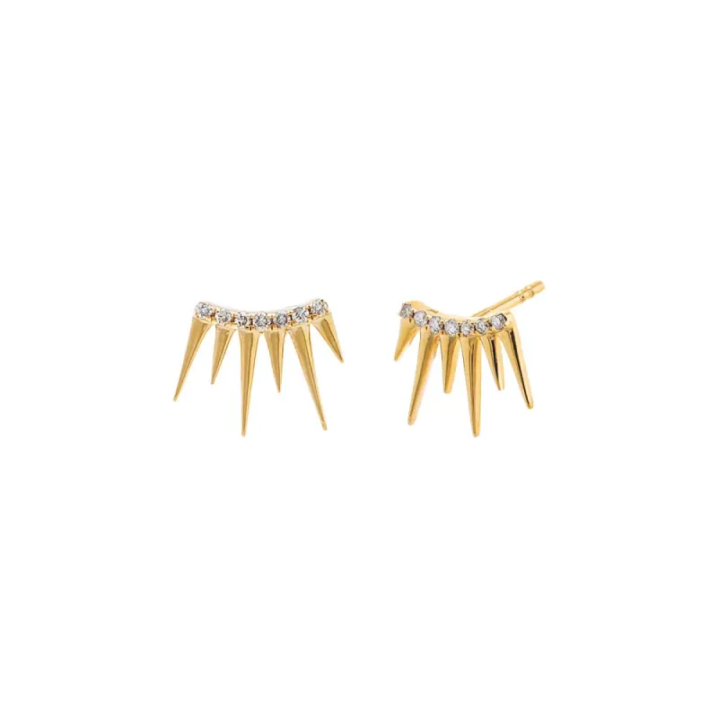 Diamond Pave Multi Spike Stud Earring 14K sold by Adina Eden's