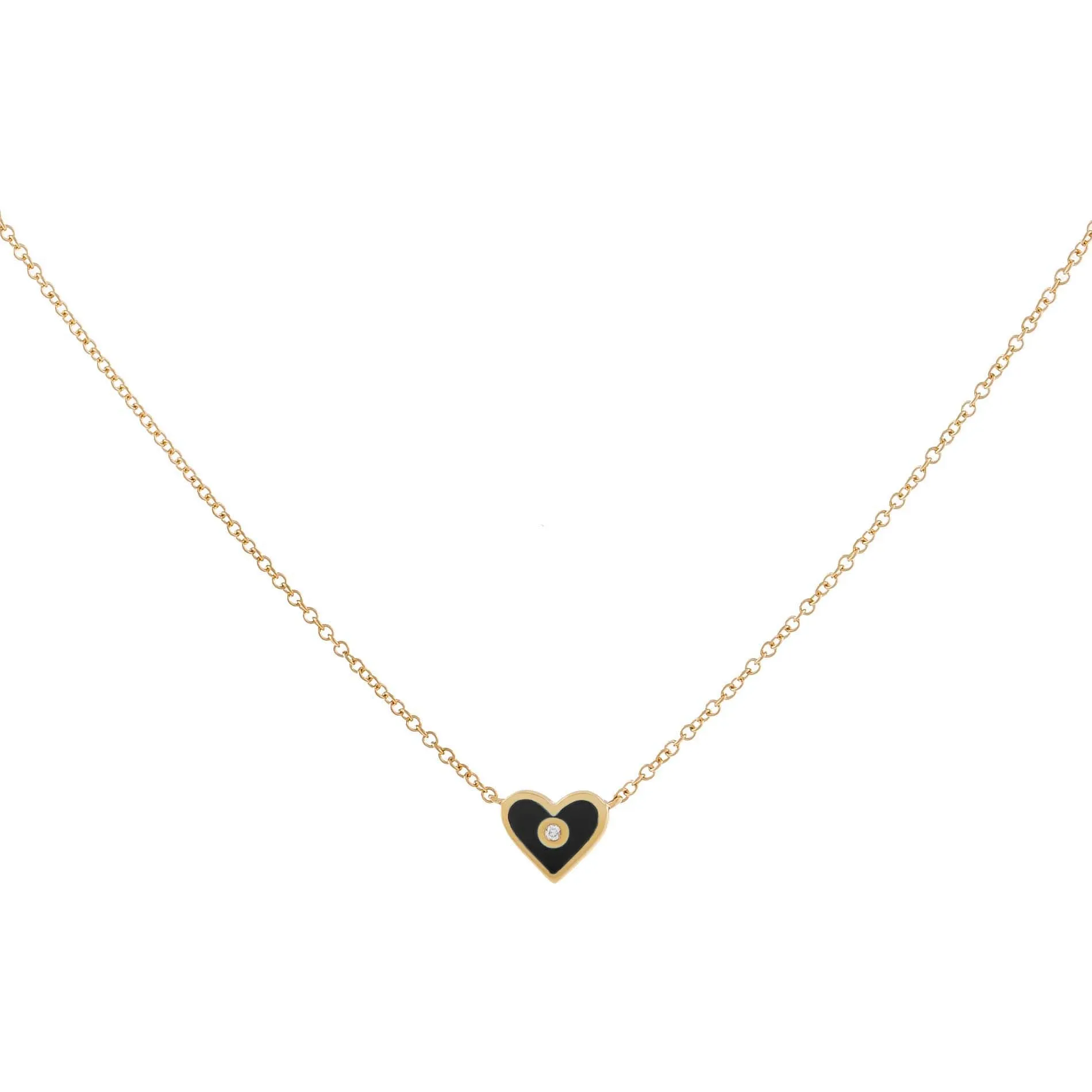 Diamond Mini Enamel Heart Necklace 14K sold by Adina Eden's product image thumbnail 2