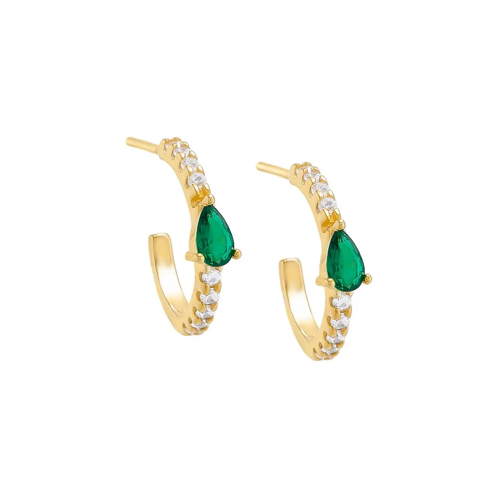 Pavé X Teardrop Hoop Earring sold by Adina Eden's