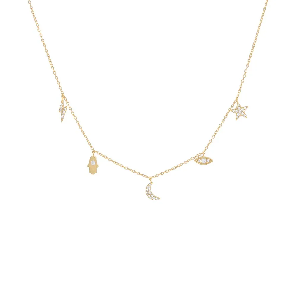 Pavé Dangling Charms Necklace sold by Adina Eden's