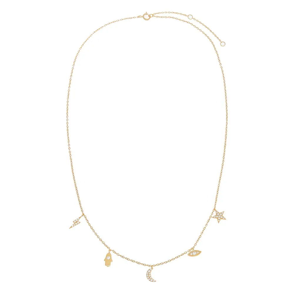 Pavé Dangling Charms Necklace sold by Adina Eden's product image thumbnail 3