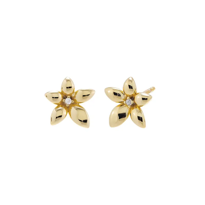 CZ Five Leaf Flower Stud Earring sold by Adina Eden's