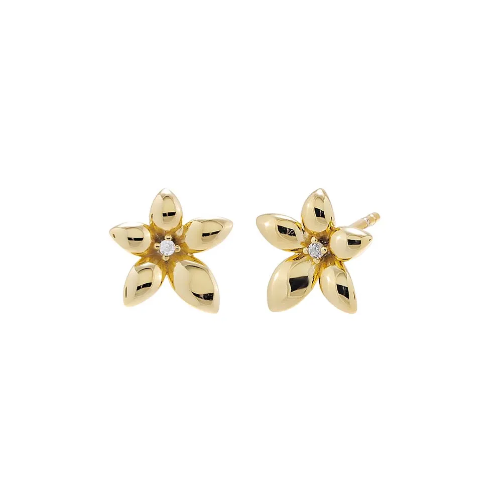 CZ Five Leaf Flower Stud Earring sold by Adina Eden's