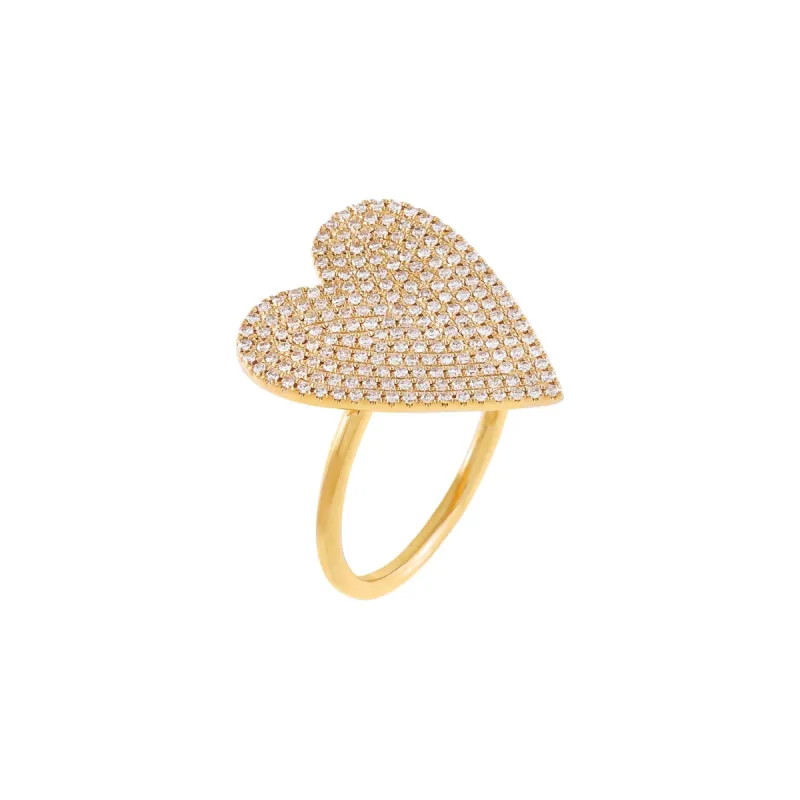 XL Pavé Diamond Heart Ring 14K sold by Adina Eden's