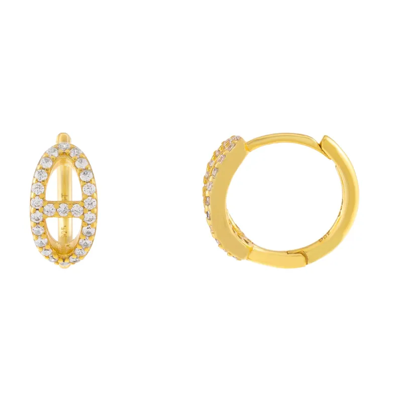 Pavé Mariner Link Huggie Earring sold by Adina Eden's