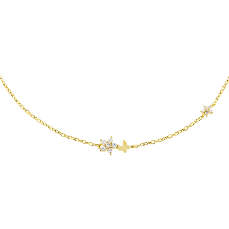 Tiny CZ Butterfly X Flower Choker sold by Adina Eden's
