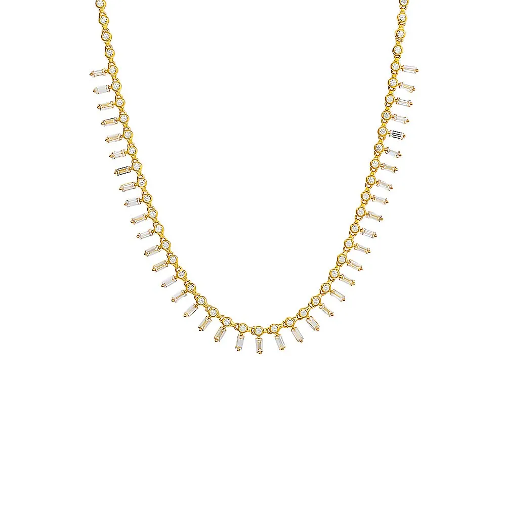 Solitaire Bezel X Dangling Baguette Choker sold by Adina Eden's