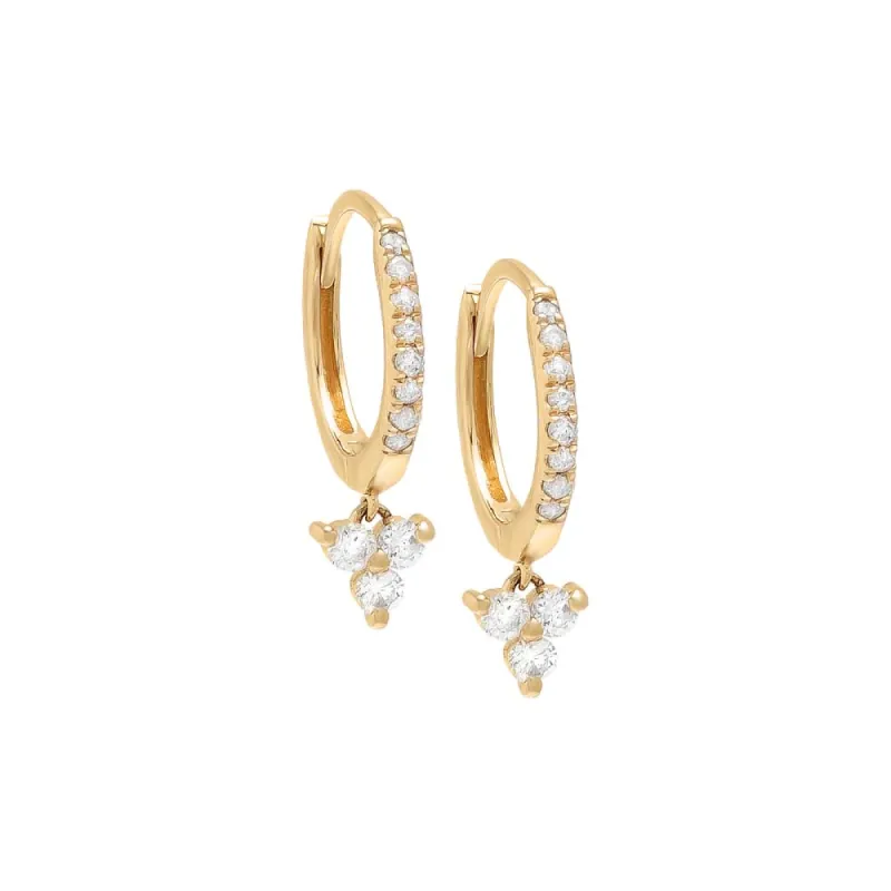 Dangling Diamond Trio Cluster Huggie Earring 14K sold by Adina Eden's
