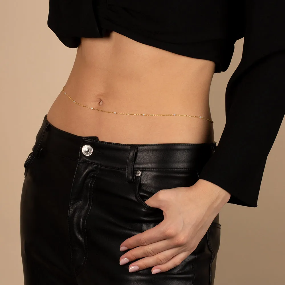 Pearl X CZ Belly Chain sold by Adina Eden's product image thumbnail 4