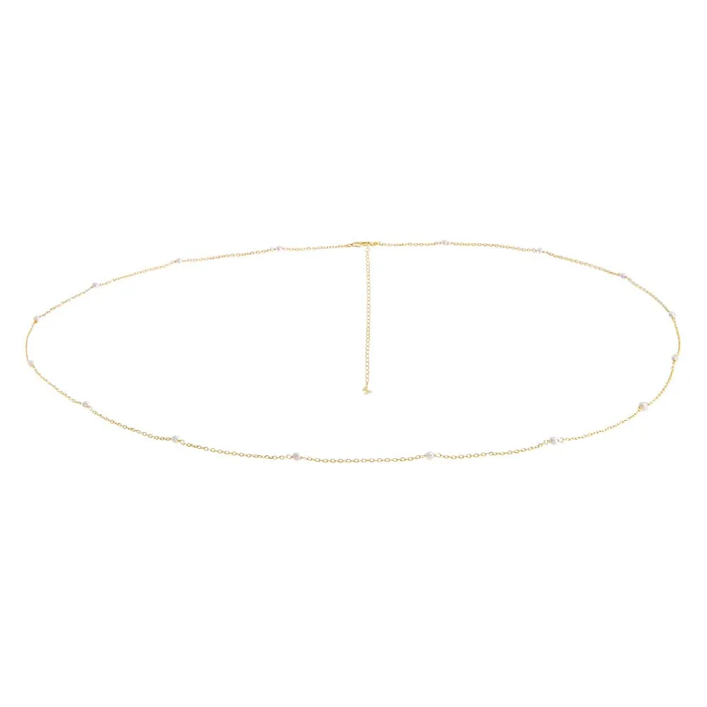 Pearl X CZ Belly Chain sold by Adina Eden's