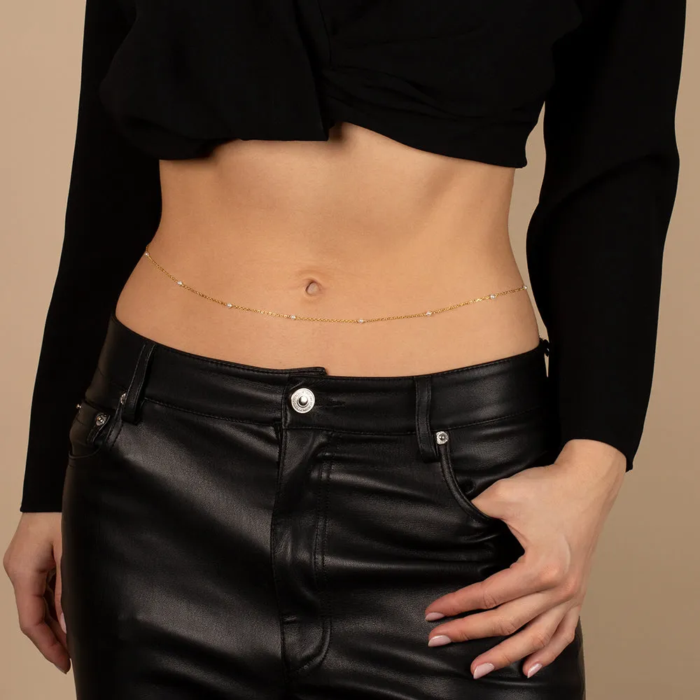 Pearl X CZ Belly Chain sold by Adina Eden's product image thumbnail 2