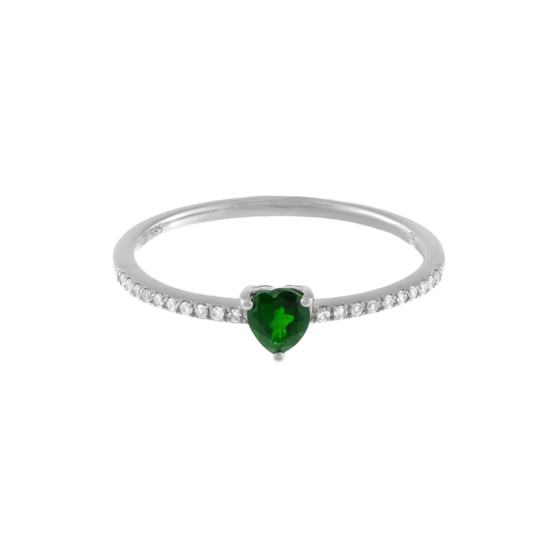 Diamond Pavé x Emerald Heart Ring 14K sold by Adina Eden's product image thumbnail 3